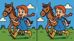 パズル:馬と一緒にいる女の子の絵にある違いをすべて見つけられますか?